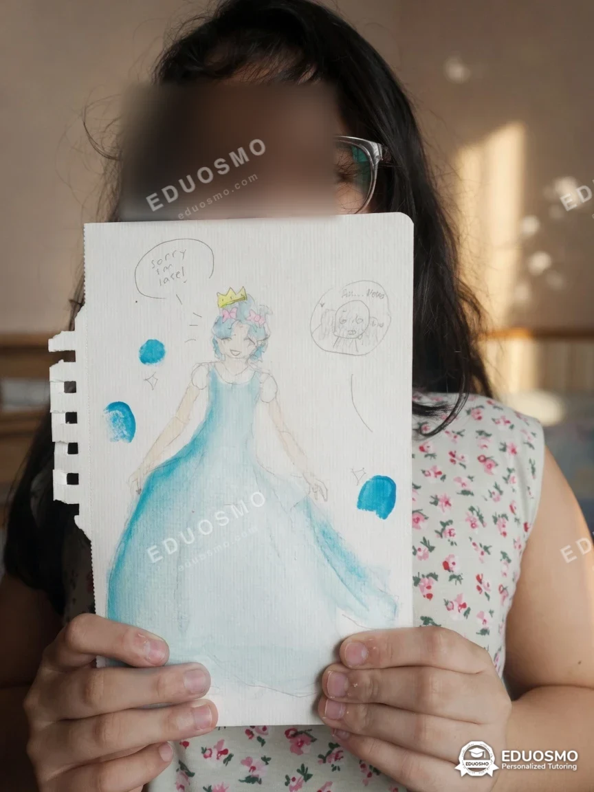Tutor Eduosmo mendampingi siswa belajar menggambar anime di Bandung